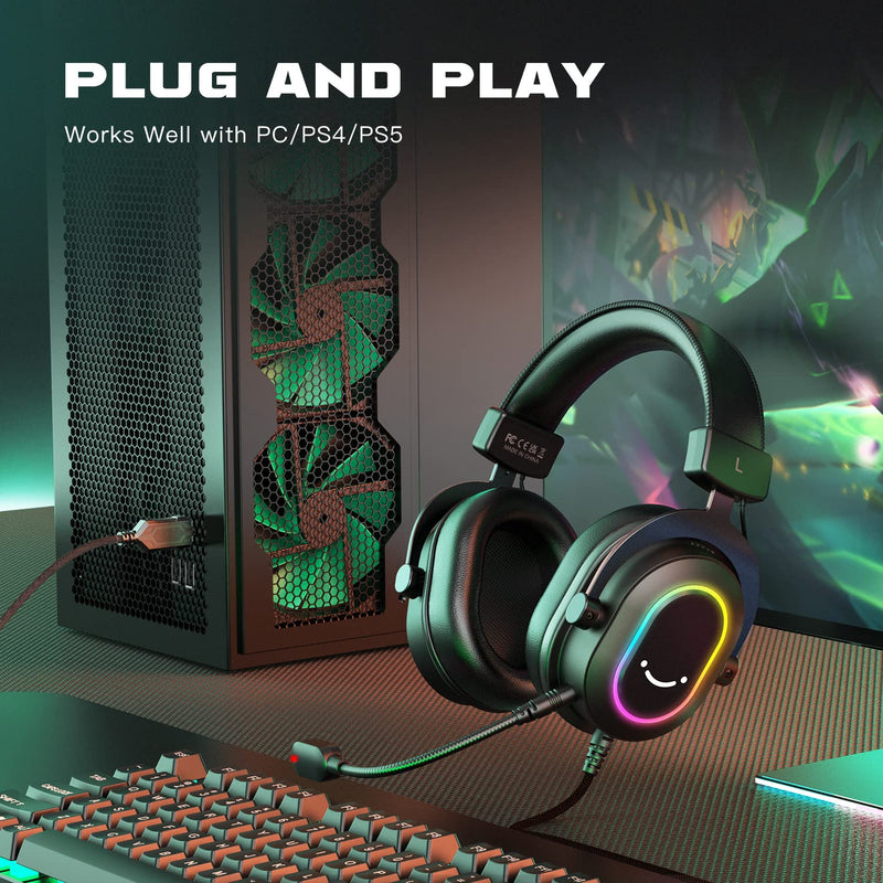 (RENEWED) AmpliGame H6 7.1 Surround Sound Wired Gaming Headphone