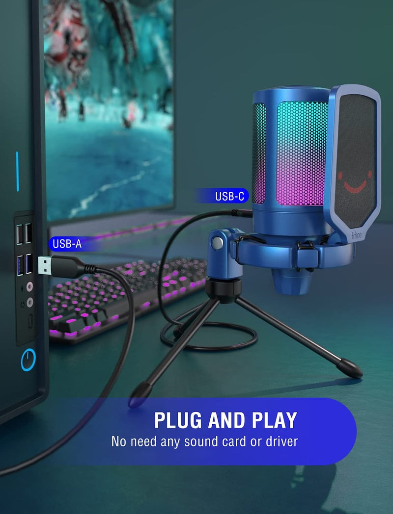 (RENEWED) A6V USB Gaming Microphone (Blue)